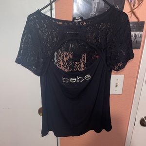 Black lace cutout Bebe top